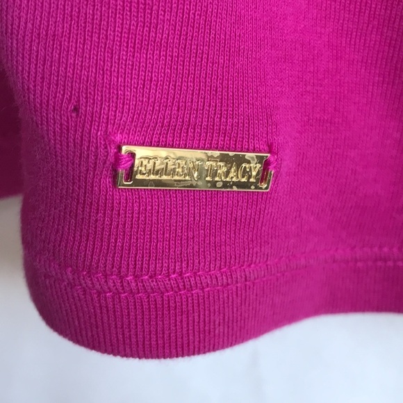 Ellen Tracy hot pink scoop neck top with gold grommets at neckline, size L - Picture 5 of 9